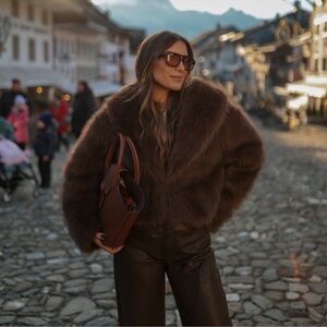 Zara Brown Faux-Fur Jacket